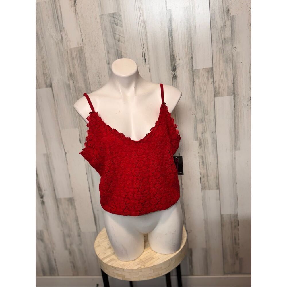 NOBO Red Lace Cami Crop Top XXXL Smocked Back Adjustable Straps